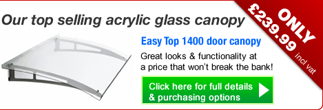 our top selling modern glass canopy - the easy top 1400 over door acrylic glass canopy