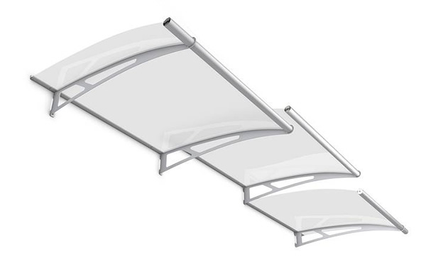 stainless steel and glass canopy extension kit technical drawing